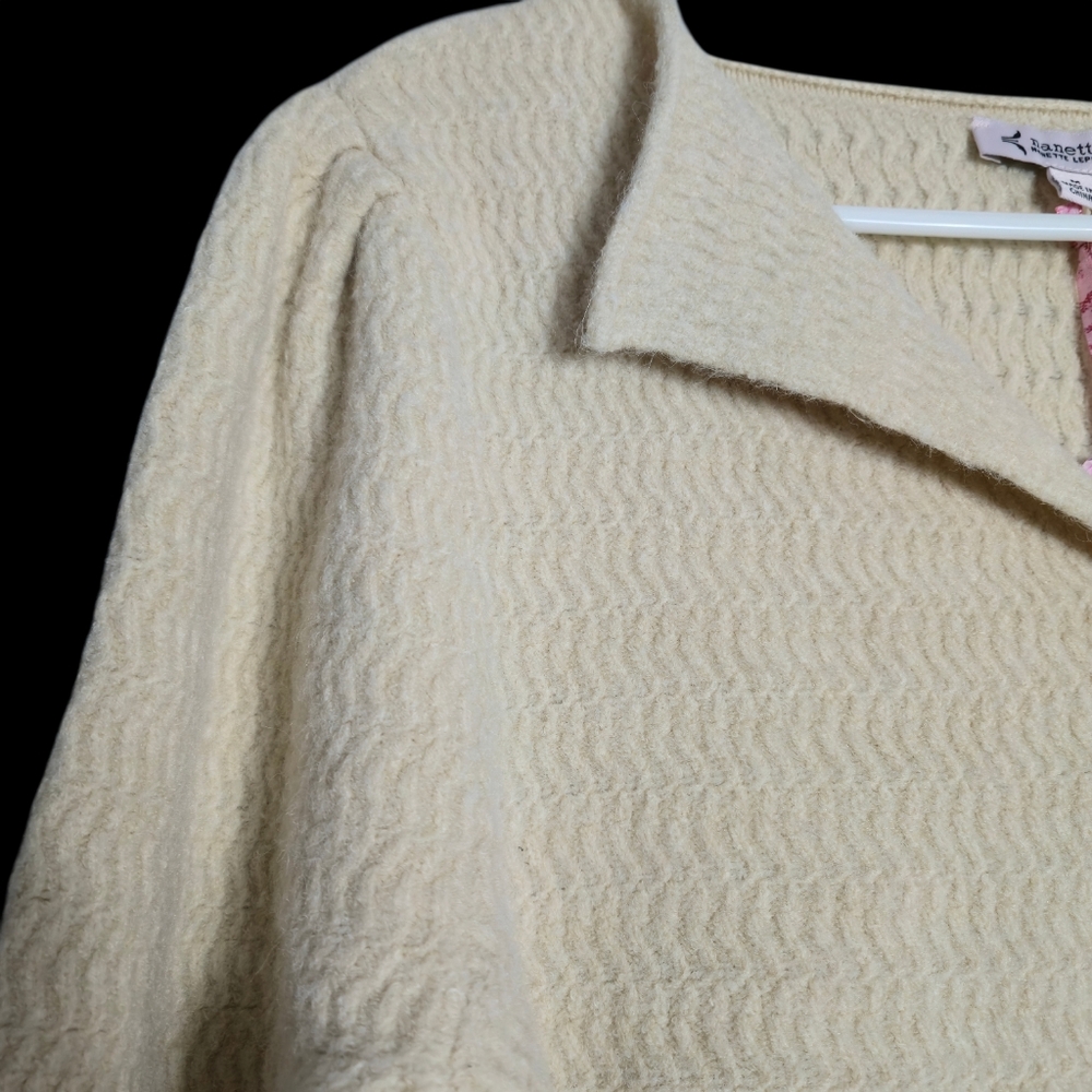 Nanette Lepore Pearl Button Textured Knit Cardigan Off White Cream Rayon Medium - Picture 4 of 15